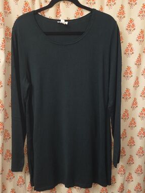 J. Jill Long Sleeve Crewneck Top in Dark Teal